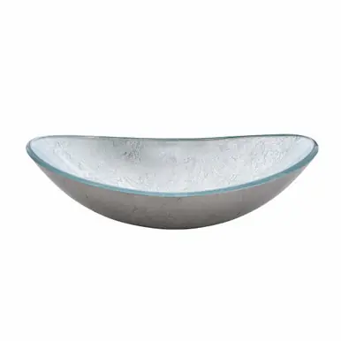 New Arrival Fine Fixtures MV2013SV Modern Oval Glass Vessel Sink - Silvery - 20 Inch X 13 Inch