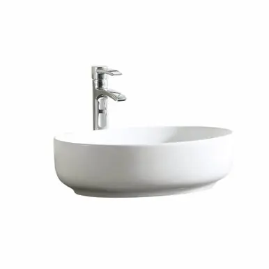 Save Now Fine Fixtures MV2015TE Thin Edge Modern Oval Vessel Sink 20 Inch X 16 Inch - No Faucet Hole - White