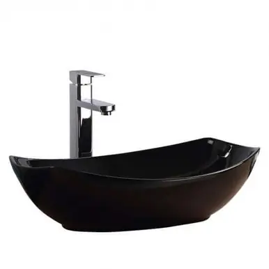 New Release Fine Fixtures MV2216TEBL Modern Thin Edge Vessel Sink 22 Inch x 16 Inch - No Faucet Hole -Black