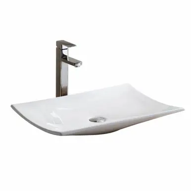 Fine Fixtures MV2415TE Modern Rectangular Vessel Sink 23 5/8 Inch X 15 Inch - White Price Drop