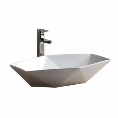 New Arrival Fine Fixtures MV2416TE Modern Hexagon Vessel Sink 23 5/8 Inch X 16 -1/4 Inch - White