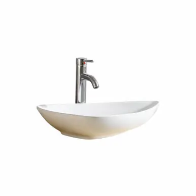 In Demand Fine Fixtures MV2618TW Modern Triangular Vessel Sink 26 Inch X 18 Inch - No Faucet Hole - White