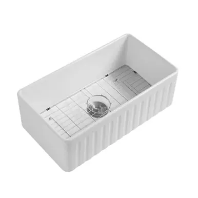 Viral Fine Fixtures Orvieto Fireclay Kitchen Sink - White - 33" x 18" - FCB3318