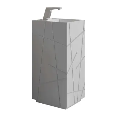 Authentic Fine Fixtures SPD1518GR Springhill Pedestal Sink - With Design Solid Surface - Gray - 15 inch
