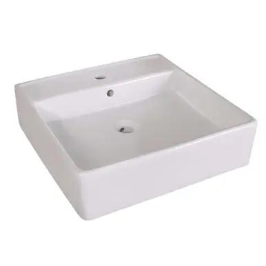 Fine Fixtures VE2020W8 Square Vessel Sink 18.25" X 18.25" X 5.5" - White Single Hole 8" cc Final Sale