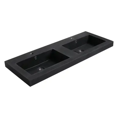 Fine Fixtures VET4818BL-D 48" X 18" Vanity Sink Gel Coated Double Sink 2.5" Thick - Matte Black Limited Edition