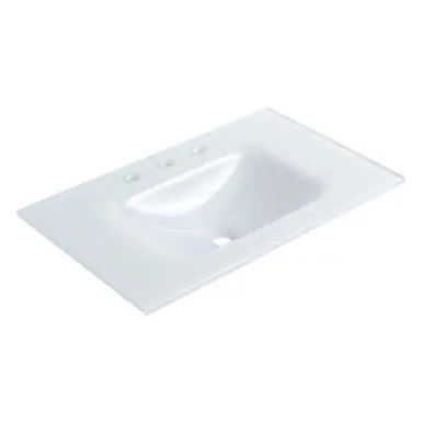 Order Now Fine Fixtures VG3018W-8 White 30" x 19" Serenity Vanity Sink With Integrated Countertop - 3 holes 8" Spread