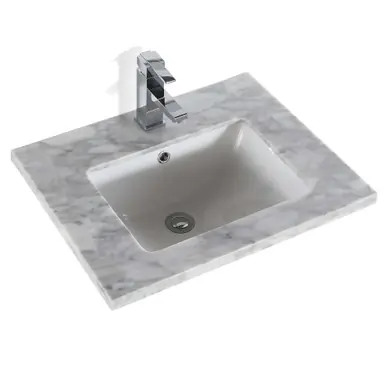 Secure Checkout Fine Fixtures VMT24WC Quartz Carrara White Marble Countertop For 24" Vanity