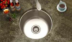 Final Sale Hamat ASPECT 17 1/2" Round Undermount Bar-Prep Sink & Strainer - Stainless Steel