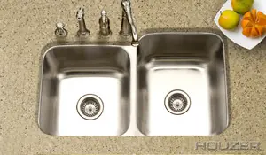 Hamat CLASSIC 31 1/2" X 20 3/16" Undermount 60/40 Double Bowl Kitchen Sink & Strainer - Stainless Steel Markdown