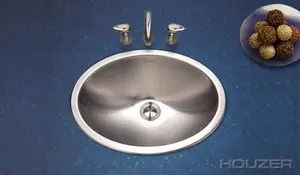 Same Day Shipping Hamat HALO 17 3/4" X 13 9/16" Topmount Lav Oval Sink - Stainless Steel