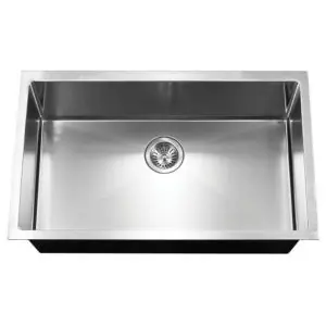 Holiday Sale HamatUSA AXI-3218S 10mm Radius Undermount Large Single Bowl Kitchen Sink - 32 x 18 inches