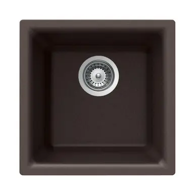 In Demand Hamat SiOStone 15 3/4" x 15 3/4" D Quartztone Topmount or Undermount Composite Granite Single Bowl Kitchen Sink in Mocha