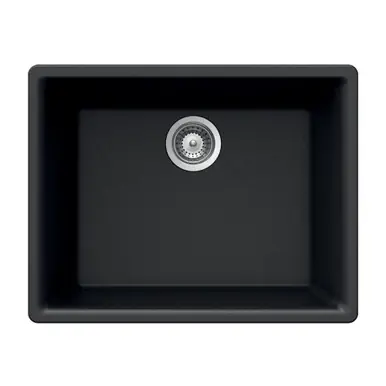 Hamat SiOStone 23 5/8" x 17 3/4" D Quartztone Undermount Granite Single Bowl Kitchen Sink in Black Best Price