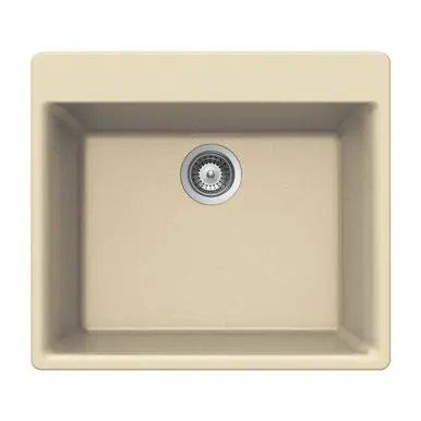 Latest Hamat SiOStone 23 5/8" x 20" Quartztone Topmount Composite Granite Single Bowl Kitchen Sink in Sand
