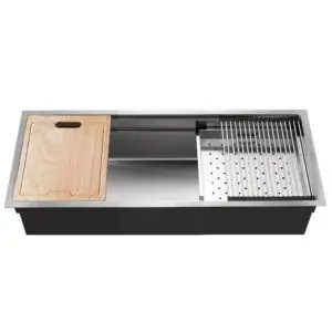 HamatUSA REN-4518S Dual Level Undermount 18 GA Stainless Steel Extra Large Single Bowl Kitchen Sink with Sliding Platform - 45 x 17 13/16 inches Best Choice
