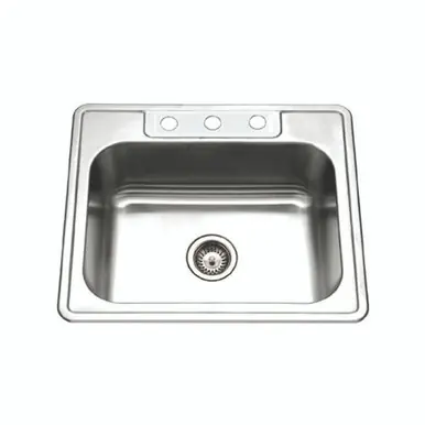 Sale HamatUSA Revive 25" x 22" ADA Topmount Stainless Steel 3-hole Single Bowl Kitchen Sink, 6" Depth - REV-2522ST-6-3-1