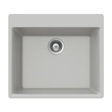 Luxury HamatUSA SIO-2420ST-TH SiOStone 24" Topmount Single Bowl Granite Kitchen Sink, Thunder - SIO-2420ST-TH