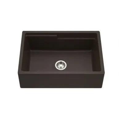Top Pick HamatUSA SIO-3020SAW-BL Granite Apron-Front Workstation Kitchen Sink, Black - 30 x 20 inches
