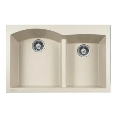 Buy Today HamatUSA SIO-3322DATR-LN SiOStone 33" Topmount Double Bowl Granite Kitchen Sink, Linen - SIO-3322DATR-LN