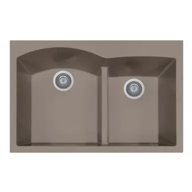 HamatUSA SIO-3322DATR-TA Topmount Double Bowl Granite Kitchen Sink, Taupe - 33 x 22 inches Exclusive Offer