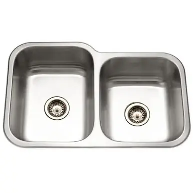 Next Day Delivery HamatUSA VIT-3221DR-1 Undermount Stainless Steel 60/40 Double Bowl Kitchen Sink, Small bowl Right - 31 1/2 x 20 3/16 inches