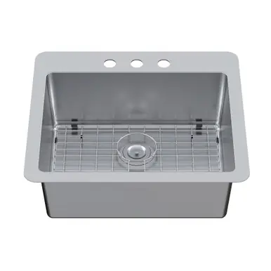 Bulk Order Kingston Brass Calgary 25" Stainless Steel Single Bowl Dual Mount Kitchen Sink with Drain, Brushed - GKDS252293