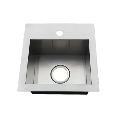 Worldwide Shipping Kingston Brass Gourmetier GKDS151581 15" Single Bowl Dual Mount Drop-In or Undermount Bar Sink, Brushed