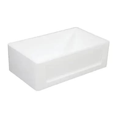 Worldwide Shipping Kingston Brass Gourmetier GKFA361810SQ Solid Surface Apron Front Farmhouse Single Bowl Kitchen Sink, Matte White - 36 inch