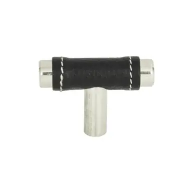 Trusted Brand Atlas Zanzibar Black Leather Door Knob 1 7/8 Inch - Polished Chrome, 288-BL-CH