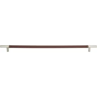 Genuine Atlas Zanzibar Brown Appliance Pull 17 Inch (c-c) Leather - Brushed Nickel, AP05-OW-BRN