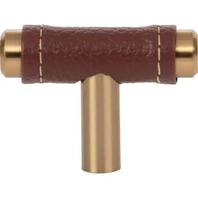 Shop Now Atlas Zanzibar Brown Leather Door Knob 1 7/8 Inch - Warm Brass, 288-OW-WB