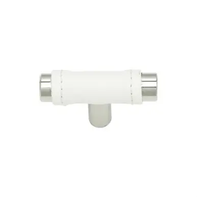 Hassle-Free Returns Atlas Zanzibar White Leather Door Knob 1 7/8 Inch - Polished Chrome, 288-WT-CH