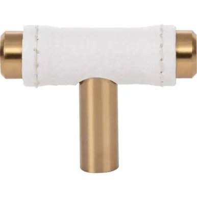Atlas Zanzibar White Leather Door Knob 1 7/8 Inch - Warm Brass, 288-WT-WB Special Discount