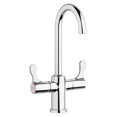 Top Pick ELKAY LKD208813C Single Hole 12-1/2" Deck Mount Faucet with Gooseneck Spout Twin Lever Handles -Chrome