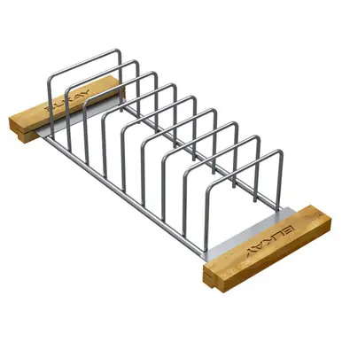 Free Delivery ELKAY LKDR0717SS Crosstown Stainless Steel 16-7/8" x 6-3/4" x 4-1/4" Drying Rack with Wood Handles