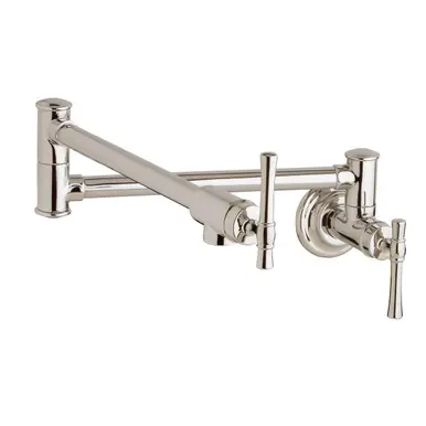 Last Chance ELKAY LKEC2091PN Explore Wall Mount Single Hole Pot Filler Kitchen Faucet with Lever Handles Polished Nickel
