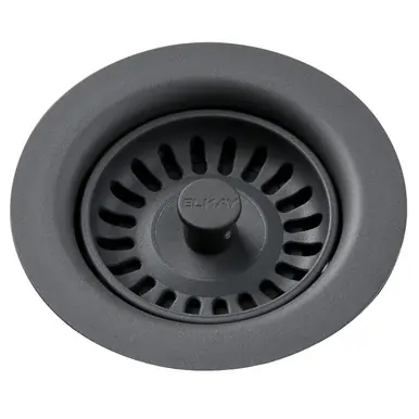 Brand New ELKAY LKQS35GY Polymer Drain Fitting with Removable Basket Strainer and Rubber Stopper -Dusk Gray
