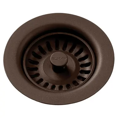 Shop Now ELKAY LKQS35MC Polymer Drain Fitting with Removable Basket Strainer and Rubber Stopper -Mocha
