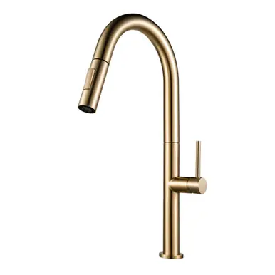 Fine Fixtures FAK1SB Stream Pull-Out Kitchen Faucet - Satin Brass Last Chance