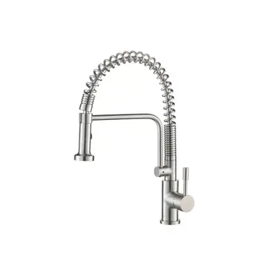 One Day Deal Flusso K.1200SS Caso - Semi-Professional Dual Spray Stainless Steel Kitchen Faucet With Pull Out - Stainless Steel