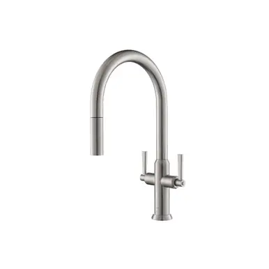 Luxury Flusso K.1800MB Velox - Dual Spray Stainless Steel Two Handle Kitchen Faucet With Pull Out - Matte Black