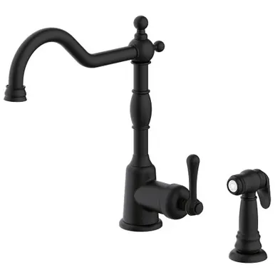Last Chance Gerber D401157BS Opulence Single Handle Kitchen Faucet with Side Spray 1.75gpm & 2.2gpm - Satin Black