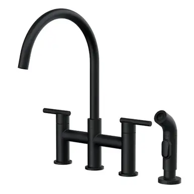 Gerber D424458BS Parma Two Handle Bridge Kitchen Faucet with Side Spray 1.75gpm - Satin Black Fan Favorite