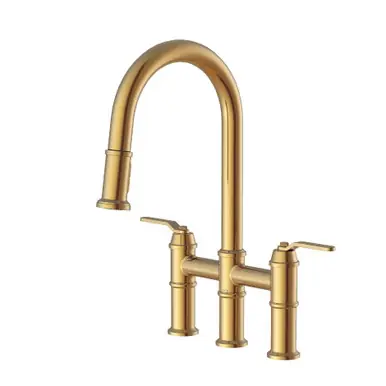 Final Sale Gerber D434437BB Kinzie Two Handle Bridge Pull-Down Kitchen Faucet 1.75gpm - Brushed Bronze