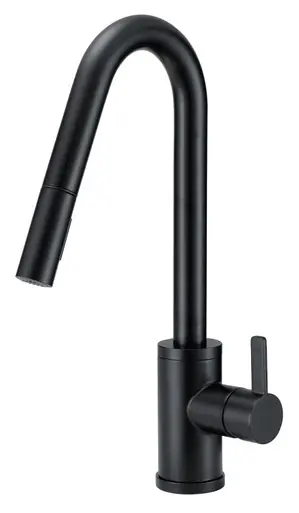 Gerber D457230BS Amalfi Single Handle Pull-Down Kitchen Faucet w/SnapBack Retraction 1.75gpm - Satin Black Authentic