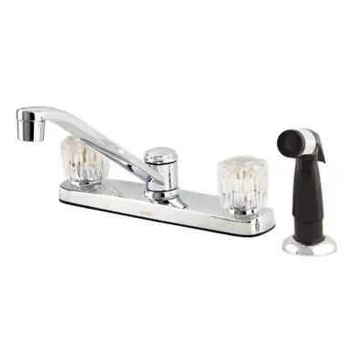 Gerber G0042211W Maxwell SE Two Handle Kitchen Faucet w/ Acrylic Handles Spray & 8" D-Tube Spout 1.75gpm - Chrome Best Seller