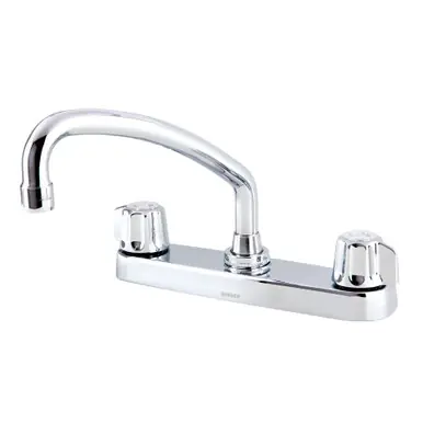 Deal Gerber G0742426 Classics Two Handle Kitchen Faucet Deck Plate Mounted w/out Spray & w/ Metal Fluted Handles & Tubular Spout 1.75gpm - Chrome