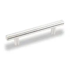 Best Choice Hardware Resources 146SN 146 mm (5-3/4") Overall Length 9/16" Diameter Steel Cabinet Bar Pull - 96 mm center-to-center Holes - Screws Included - Satin Nickel