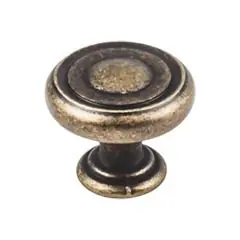 Hardware Resources 117ABM-D 1-1/4" Diameter Button Cabinet Knob - Screws Included - Distressed Antique Brass Direct From Manufacturer